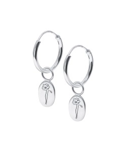 Poppy Birth Flower Silver Hoop Earring Charms HO-2702